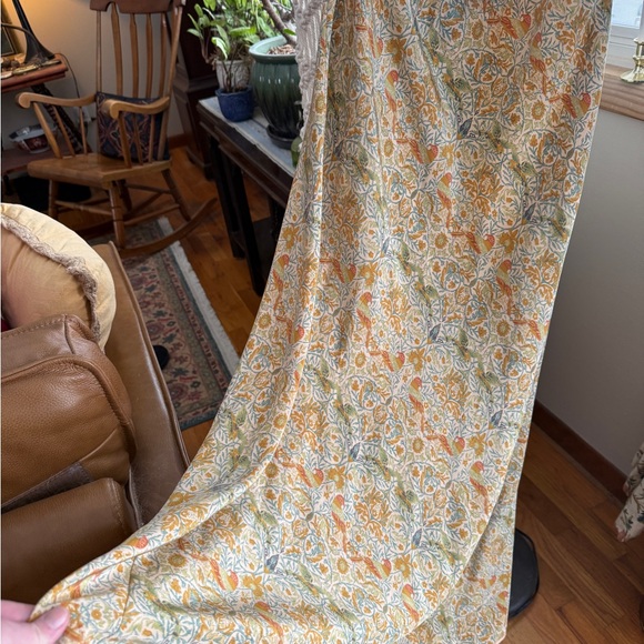 Vintage Sundance Orange, Gold, Green Bird Design Silk Maxi Skirt - Picture 7 of 8